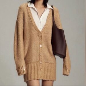ANTHROPOLOGIE MAEVE LAYERED SPARKLE WOOL BLEND SWEATER OVERSIZED MINI DRESS S/M